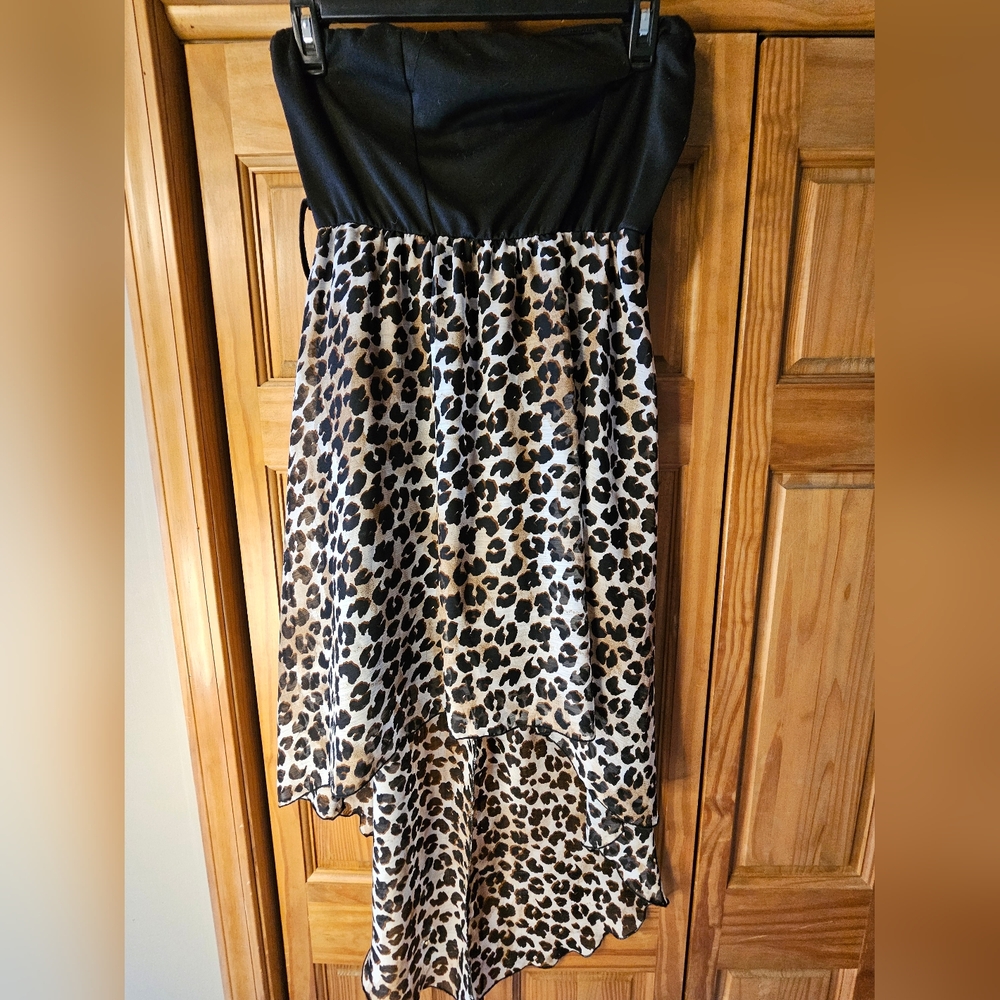 Plus Size High Low cheetah strapless dress